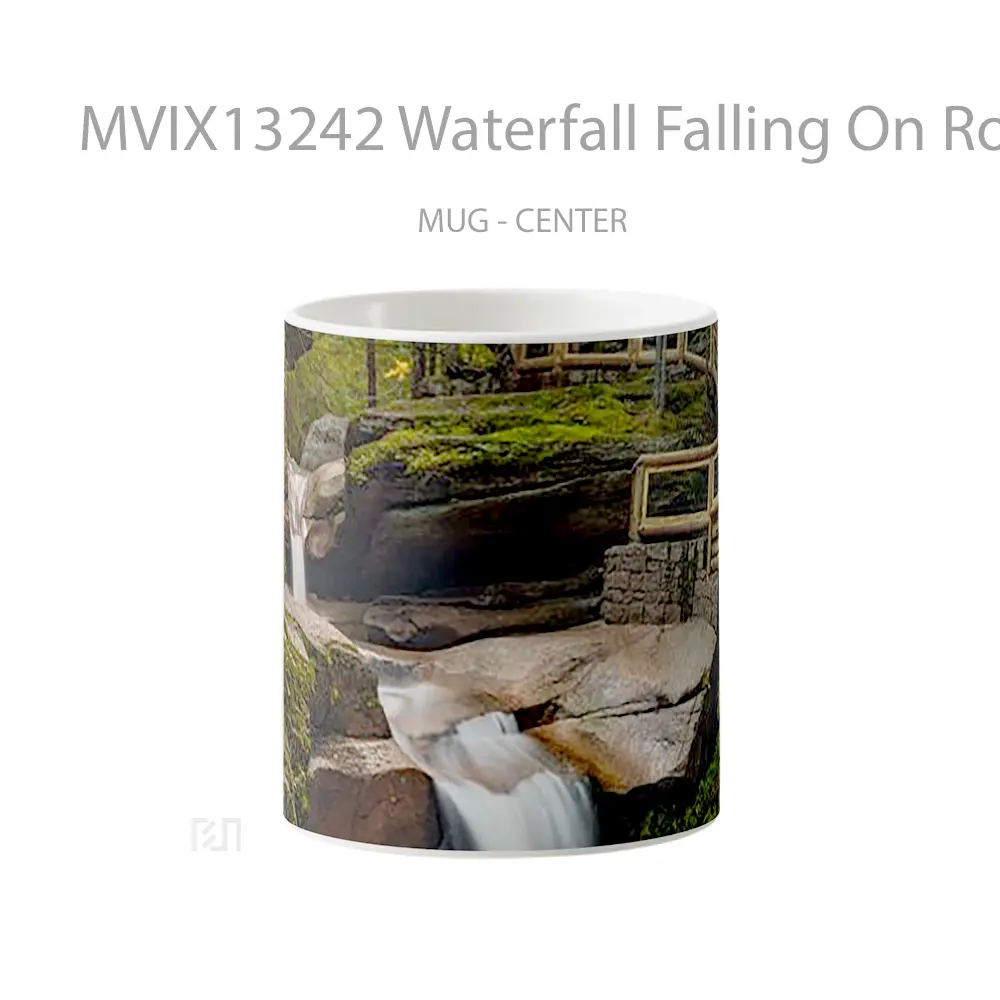 Mug Waterfall Falling On Rocks Gelas Pemandangan Alam