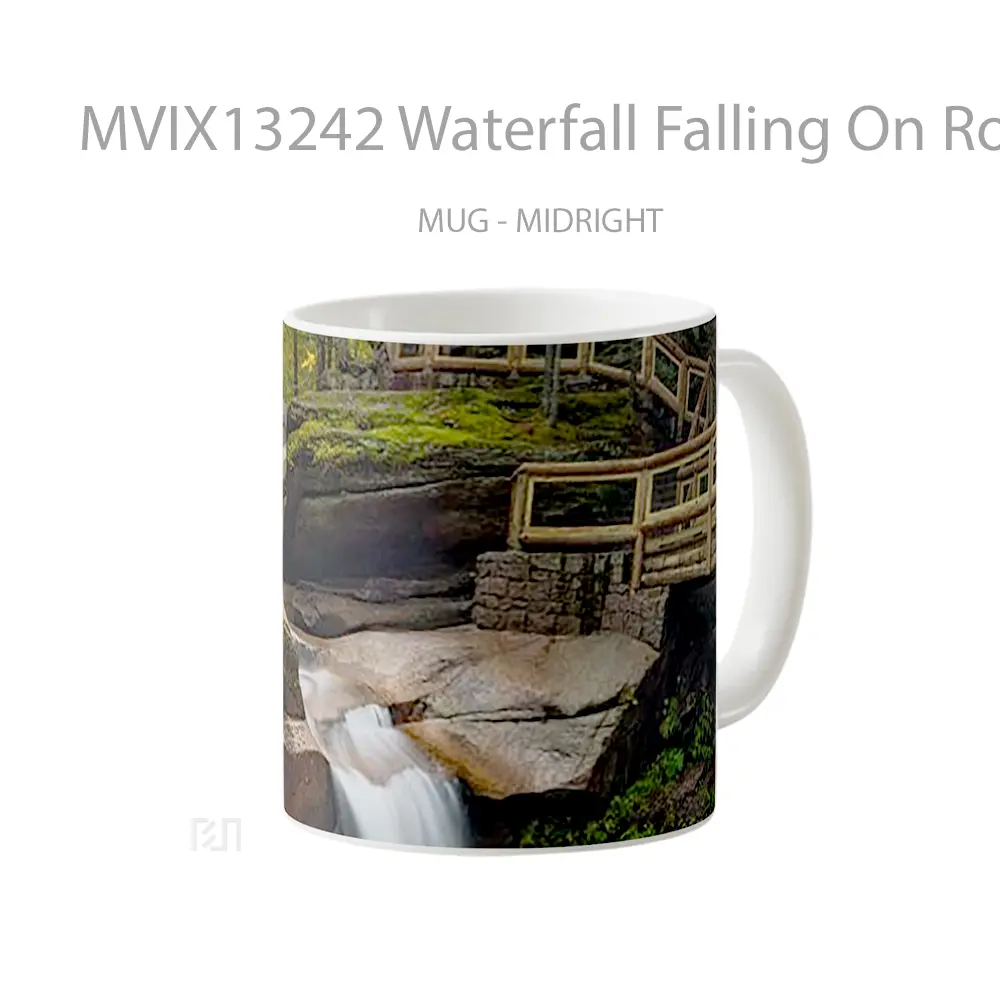 Mug Waterfall Falling On Rocks Gelas Pemandangan Alam - All-side / Desain