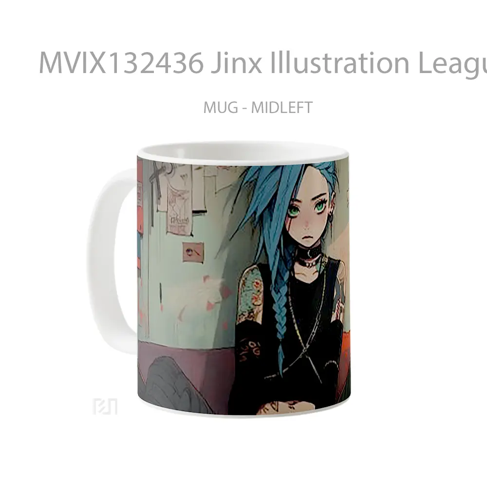 Mug Jinx Illustration League Of Legends Cangkir Gamer - All-side / Desain