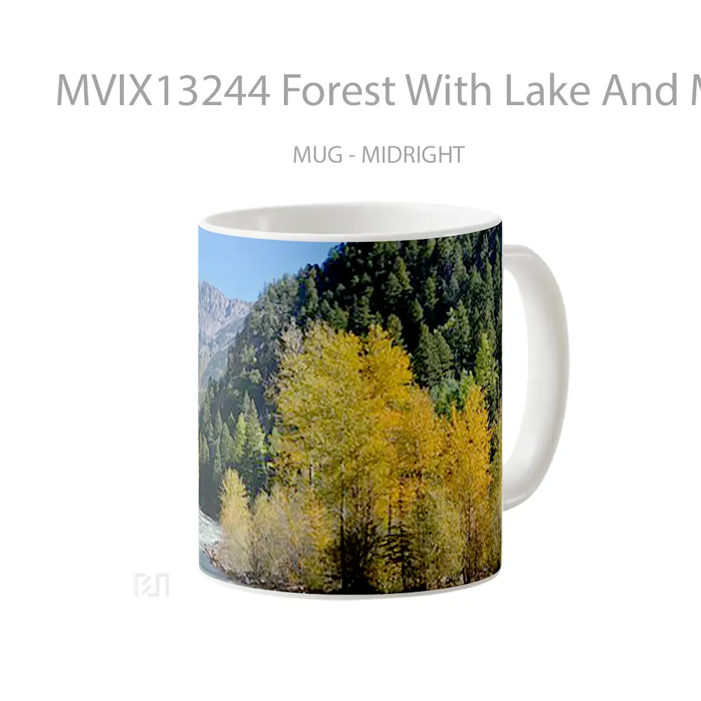 Mug Forest With Lake And Mountains V1 Gelas Pemandangan Alam - All-side / Desain