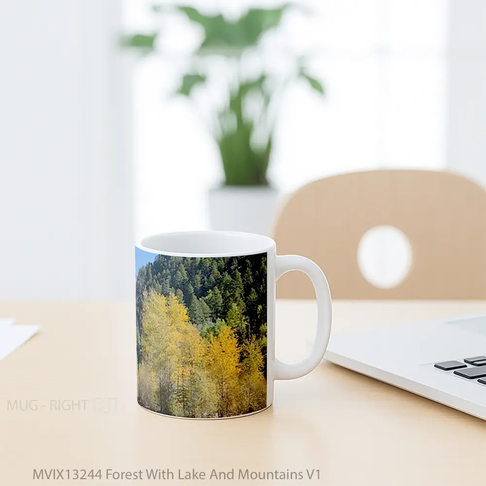 Mug Forest With Lake And Mountains V1 Gelas Pemandangan Alam - All-side / Desain