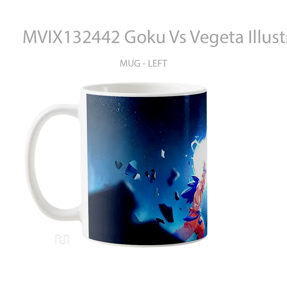 Mug Goku Vs Vegeta Illustration Cangkir Anime - All-side / Desain