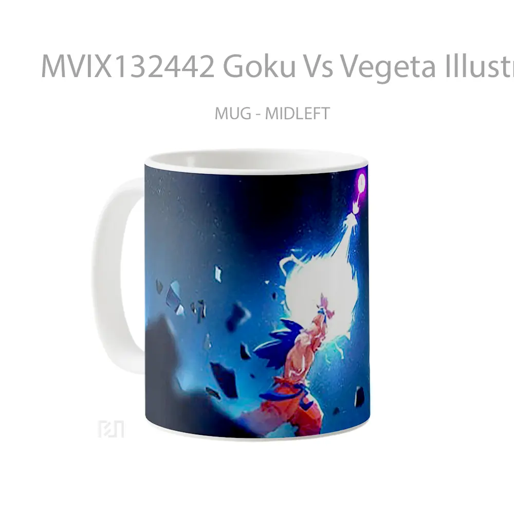 Mug Goku Vs Vegeta Illustration Cangkir Anime - All-side / Desain