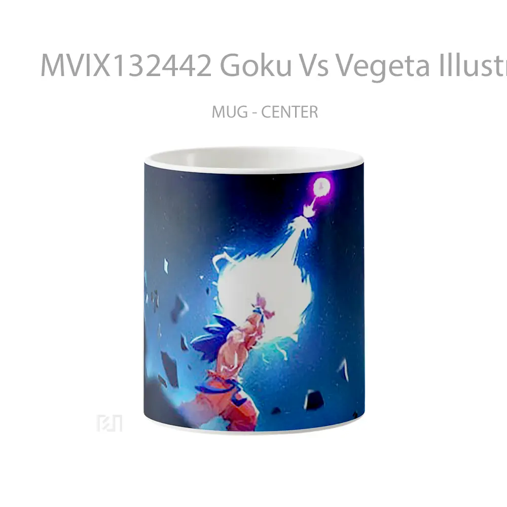 Mug Goku Vs Vegeta Illustration Cangkir Anime