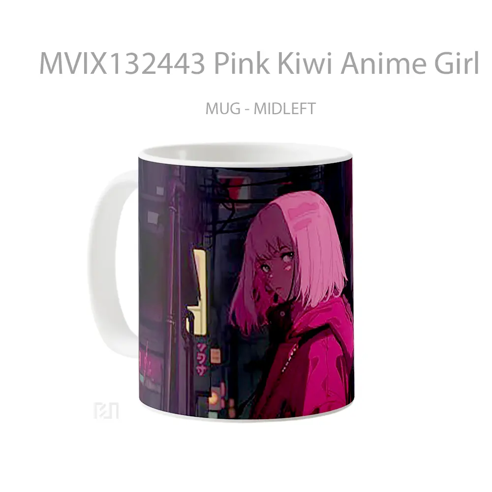 Mug Pink Kiwi Anime Girl Cangkir Anime - All-side / Desain