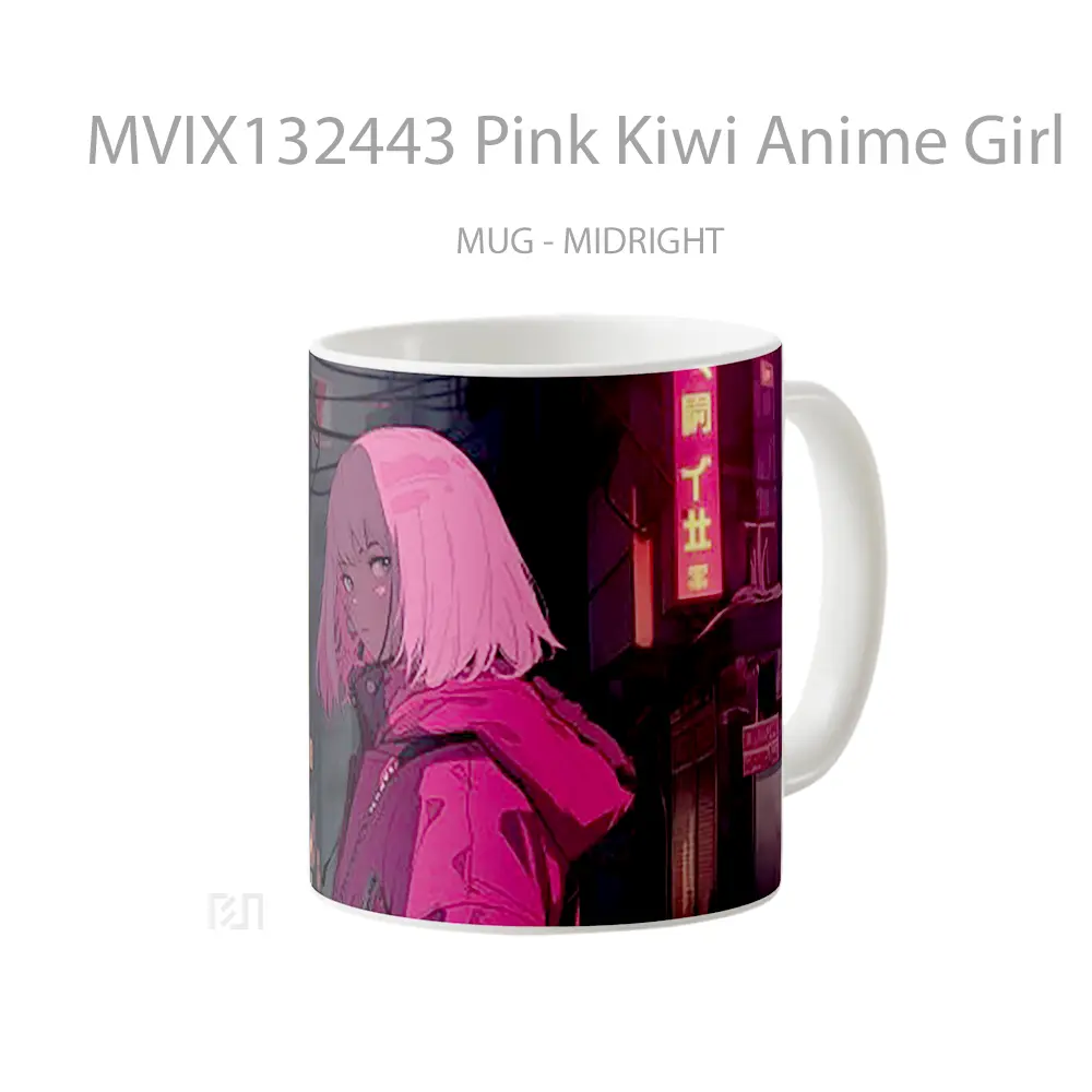 Mug Pink Kiwi Anime Girl Cangkir Anime - All-side / Desain