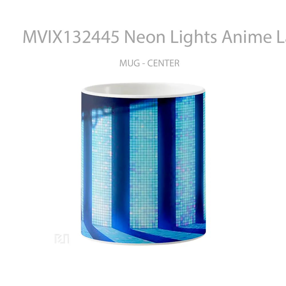 Mug Neon Lights Anime Landscape Cangkir Anime