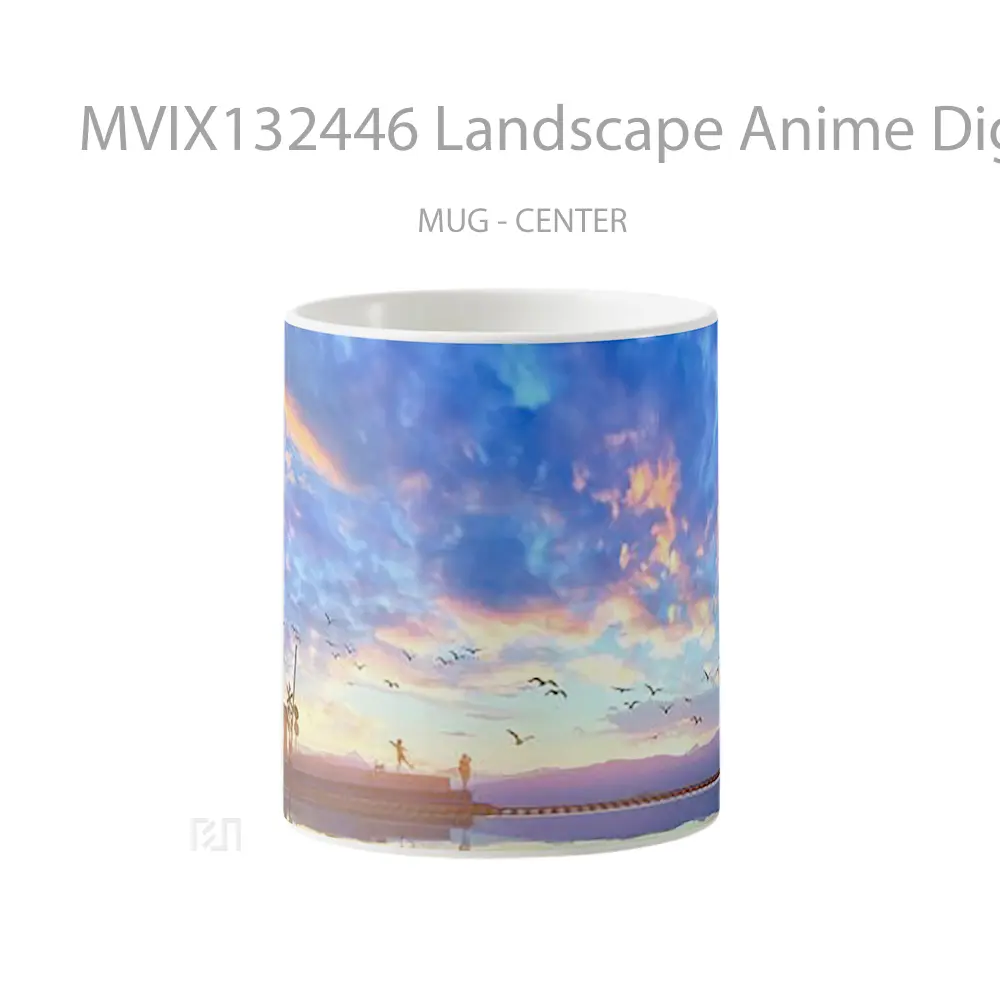 Mug Landscape Anime Digital Art Cangkir Anime