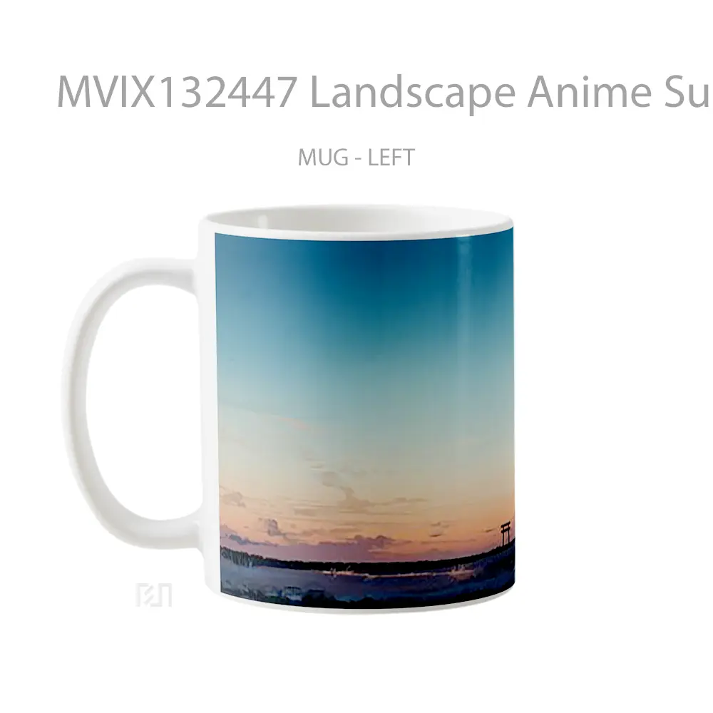 Mug Landscape Anime Sunset Digital Art Cangkir Anime - All-side / Desain
