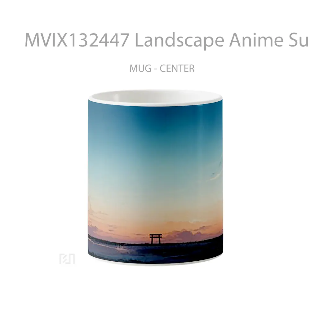 Mug Keramik Premium SNI - Mug Landscape Anime Sunset Digital Art Cangkir Anime