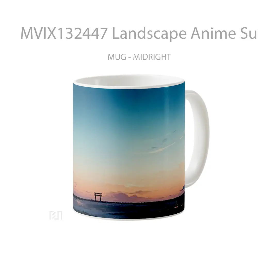 Mug Landscape Anime Sunset Digital Art Cangkir Anime - All-side / Desain