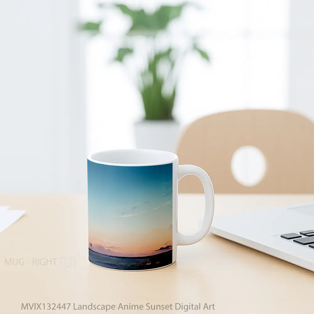 Mug Landscape Anime Sunset Digital Art Cangkir Anime - All-side / Desain