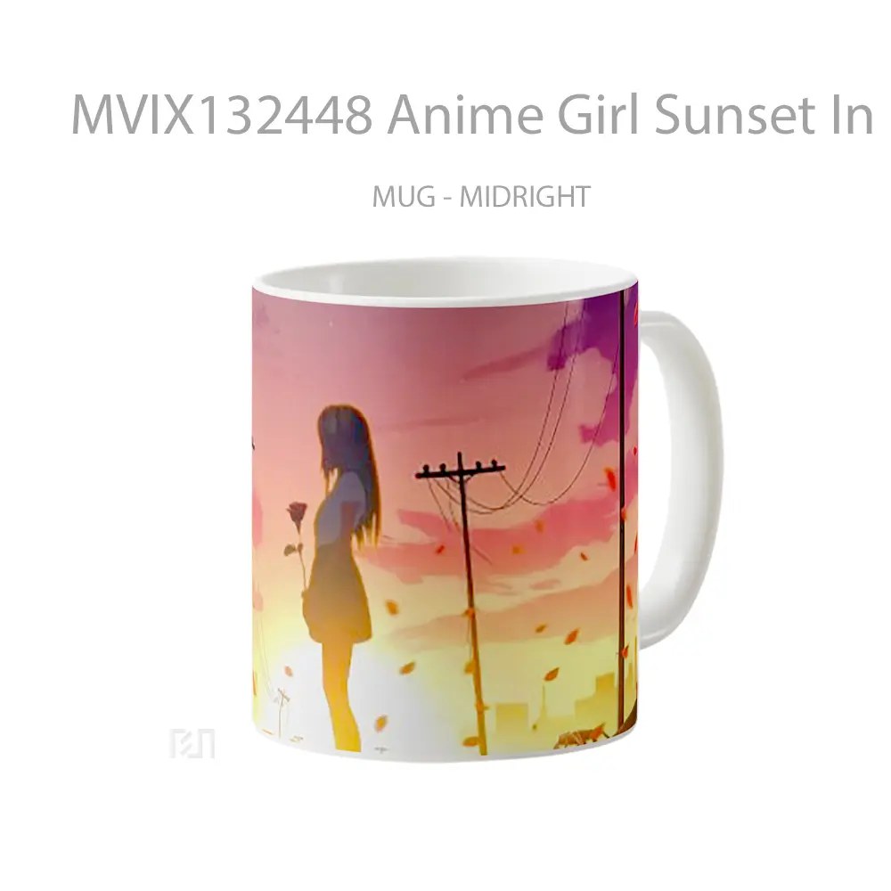 Mug Anime Girl Sunset In Backlight Cangkir Anime - All-side / Desain