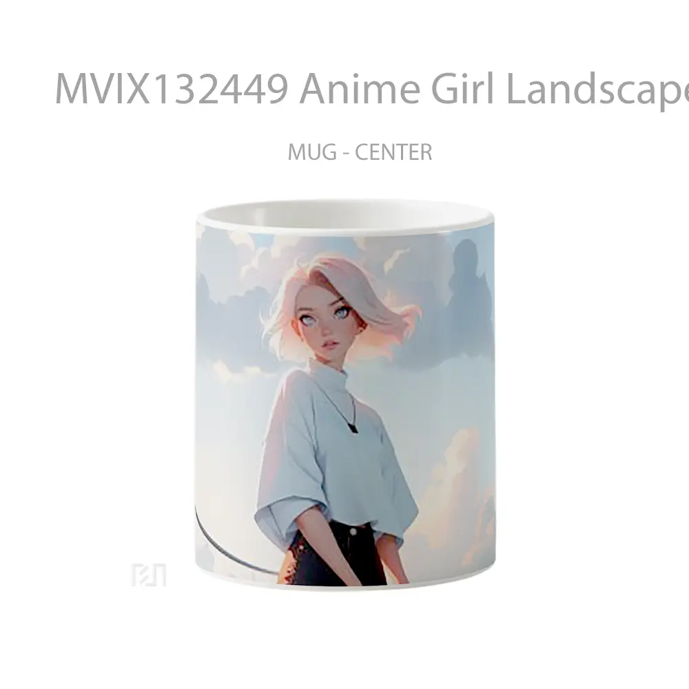 Mug Anime Girl Landscape Clouds Cangkir Anime