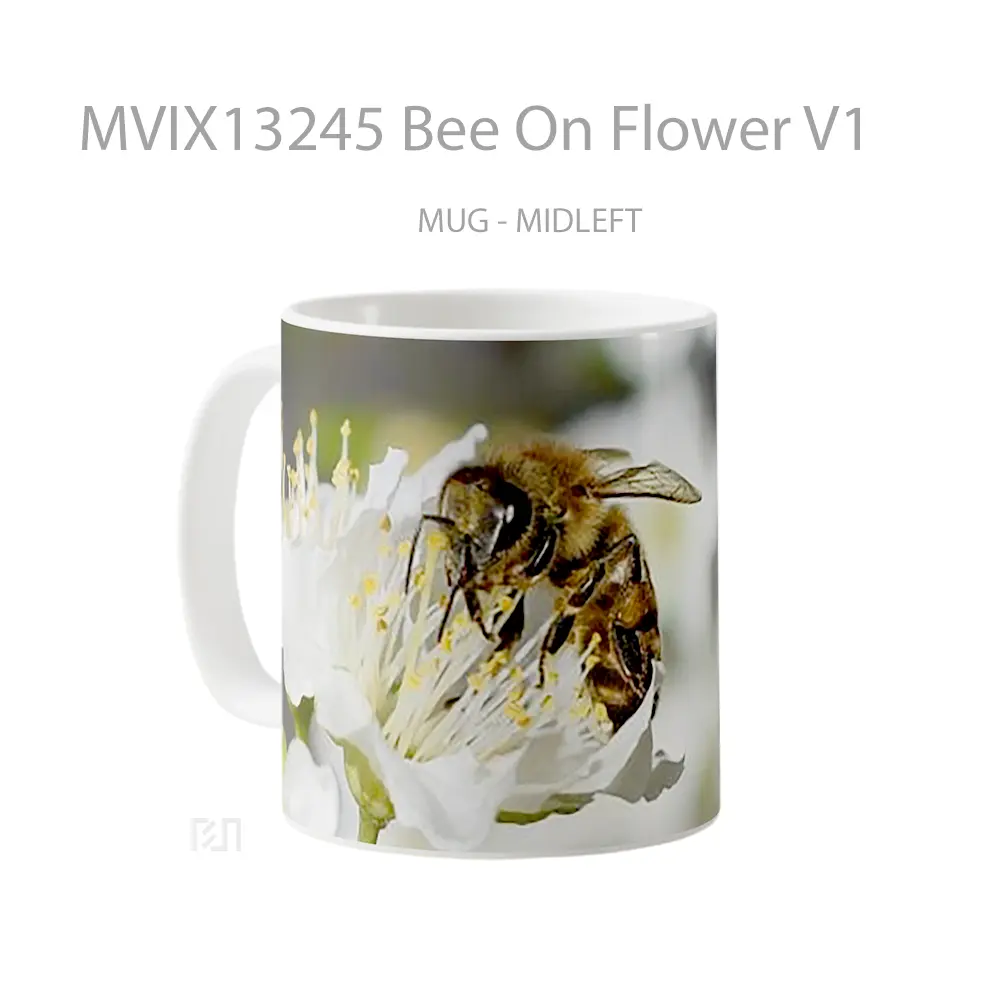 Mug Bee On Flower V1 Gelas Hewan Lucu - All-side / Desain