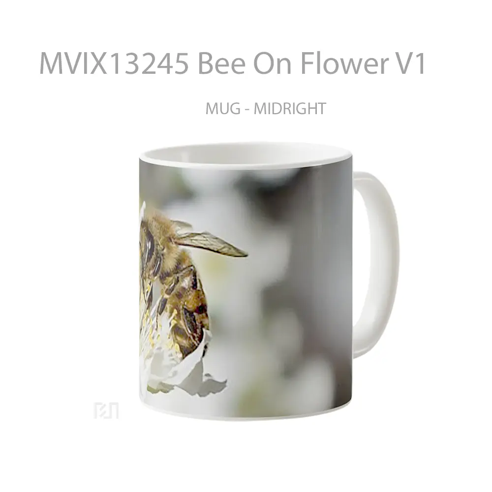 Mug Bee On Flower V1 Gelas Hewan Lucu - All-side / Desain
