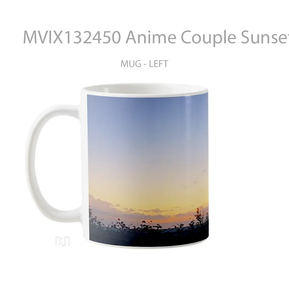 Mug Anime Couple Sunset Landscape Backlight Cangkir Anime - All-side / Desain
