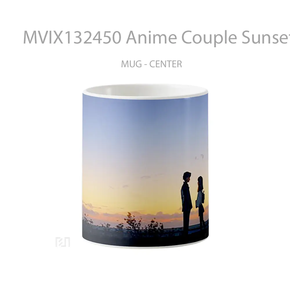 Mug Anime Couple Sunset Landscape Backlight Cangkir Anime
