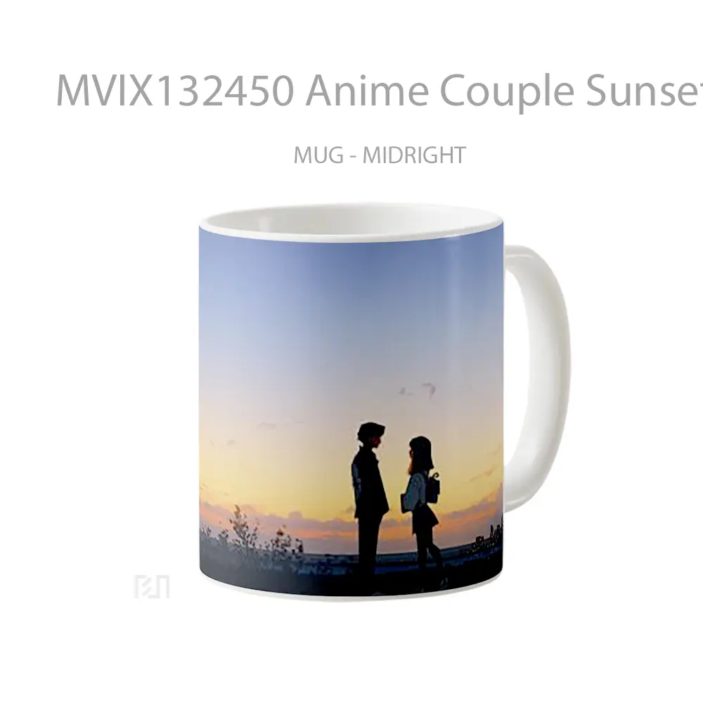 Mug Anime Couple Sunset Landscape Backlight Cangkir Anime - All-side / Desain
