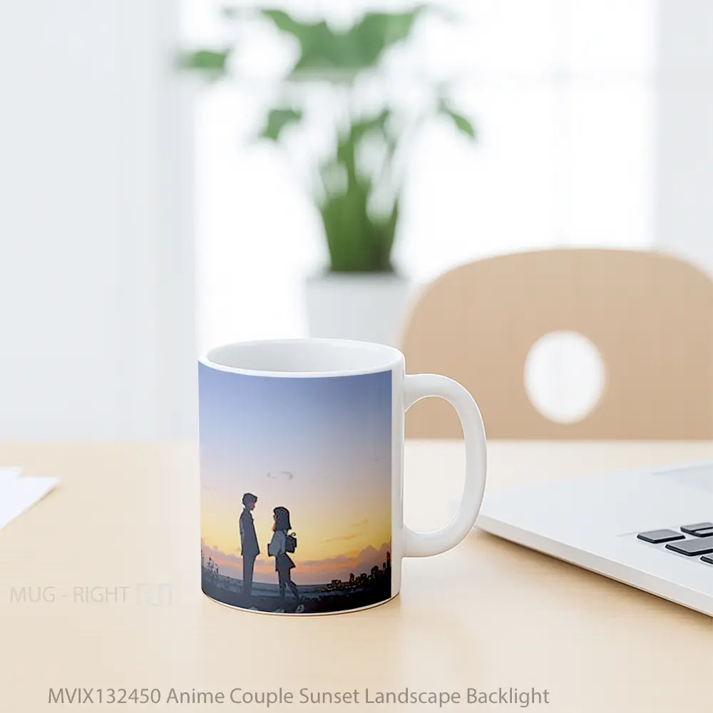 Mug Anime Couple Sunset Landscape Backlight Cangkir Anime - All-side / Desain