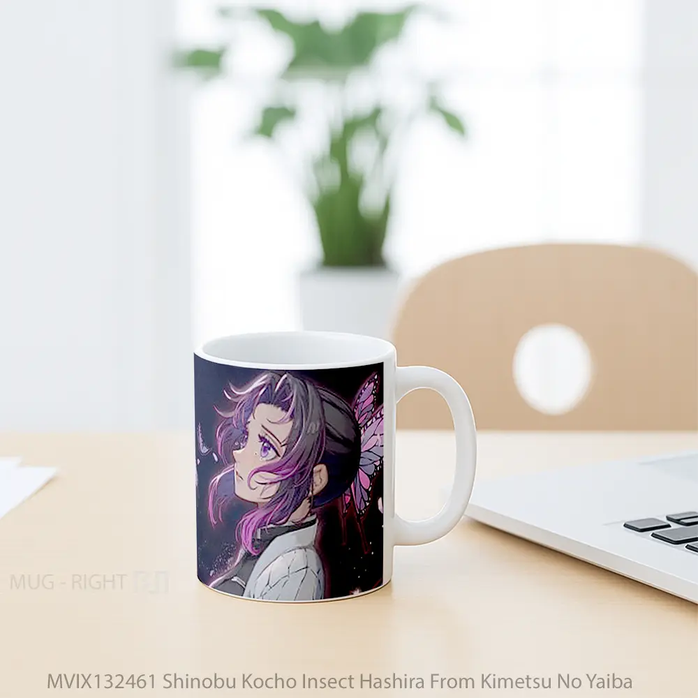 Mug Shinobu Kocho Insect Hashira From Kimetsu No Yaiba Cangkir Anime - All-side / Desain