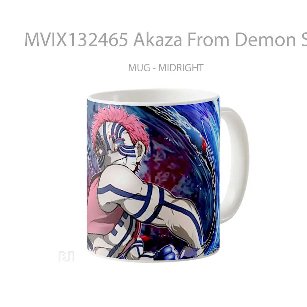 Mug Akaza From Demon Slayer V2 Cangkir Anime - All-side / Desain
