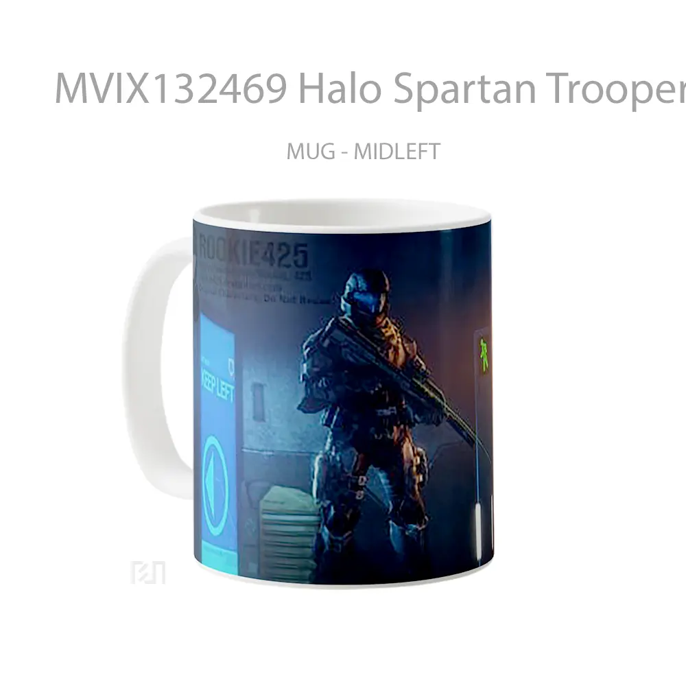 Mug Halo Spartan Trooper Cangkir Gamer - All-side / Desain