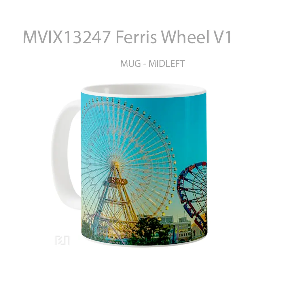 Mug Ferris Wheel V1 Gelas Keramik Unik - All-side / Desain
