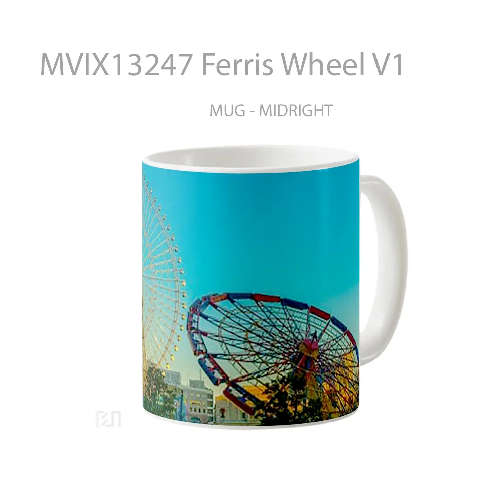 Mug Ferris Wheel V1 Gelas Keramik Unik - All-side / Desain