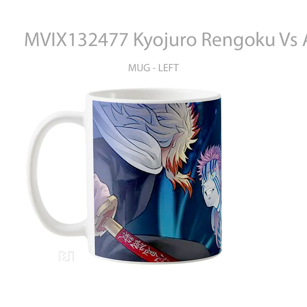 Mug Kyojuro Rengoku Vs Akaza V2 Gelas Keramik Unik - All-side / Desain