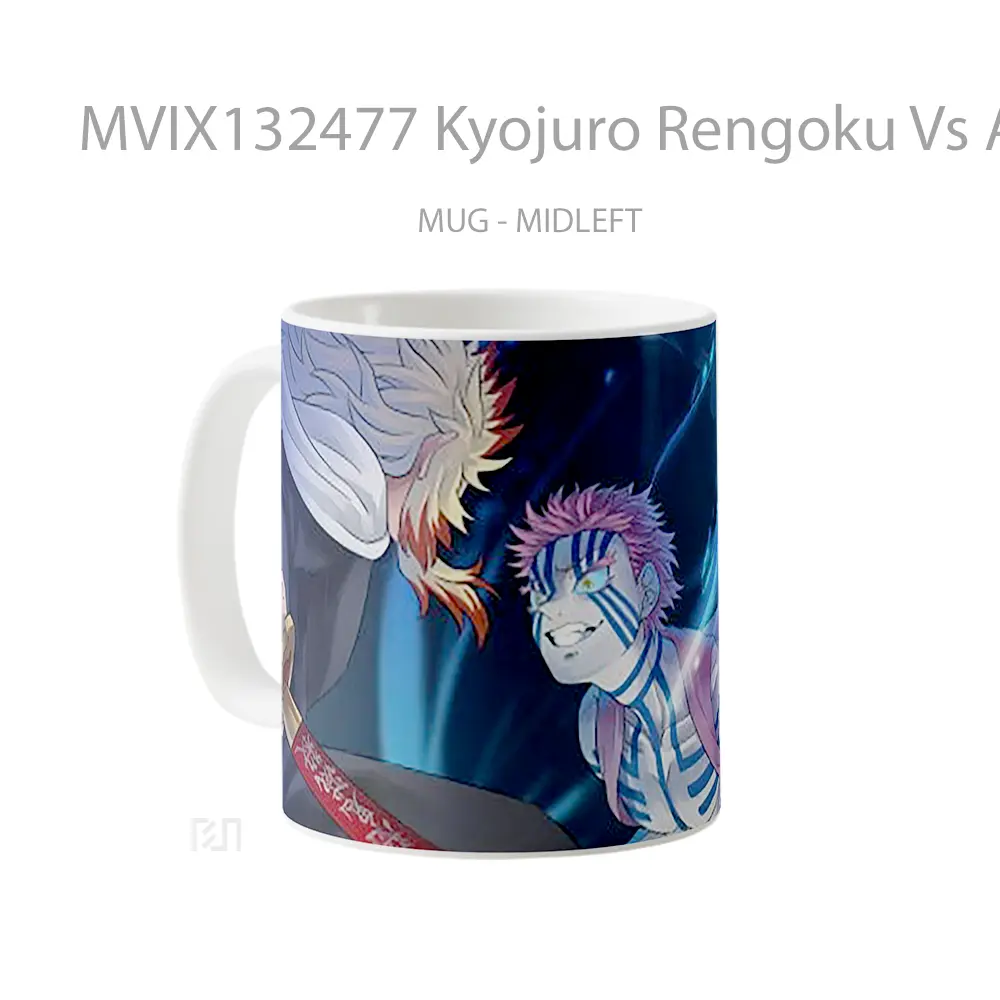 Mug Kyojuro Rengoku Vs Akaza V2 Gelas Keramik Unik - All-side / Desain