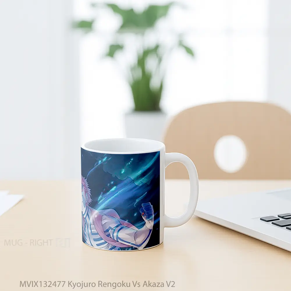 Mug Kyojuro Rengoku Vs Akaza V2 Gelas Keramik Unik - All-side / Desain