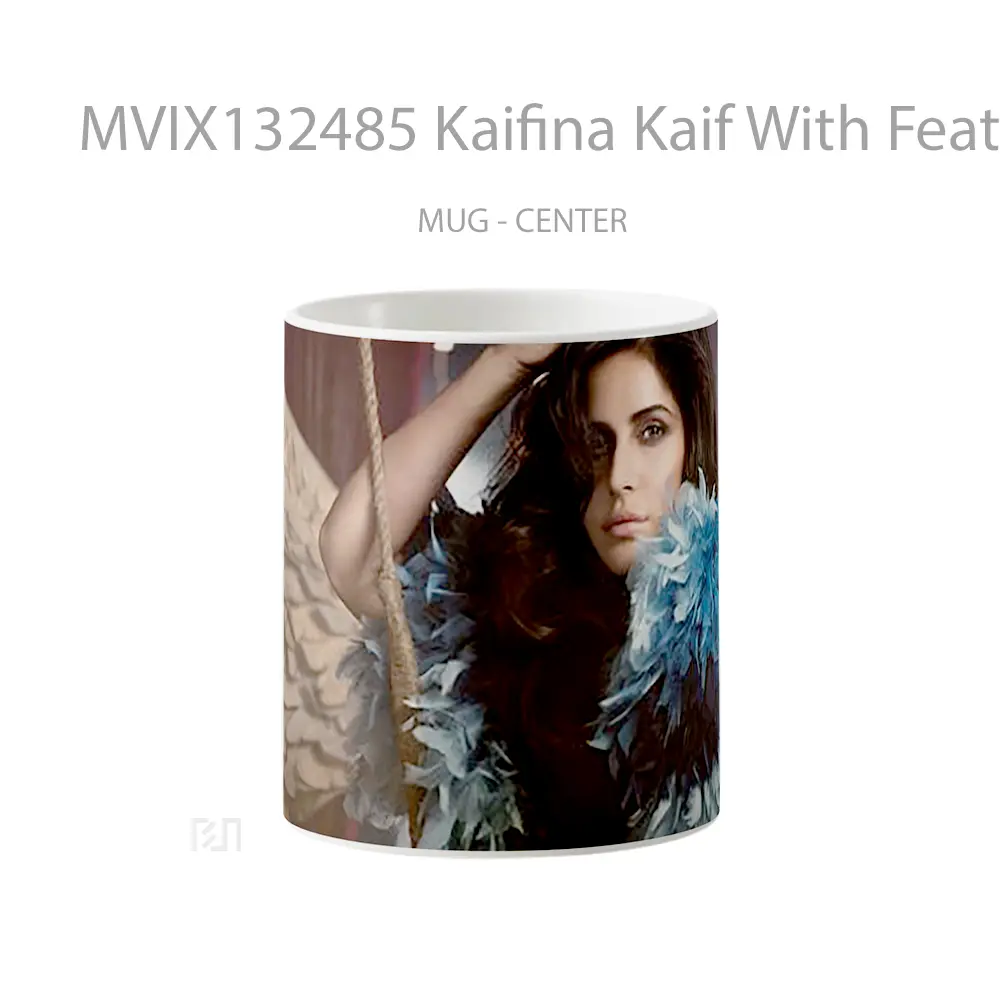 Mug Kaifina Kaif With Feathers Gelas Keramik Unik