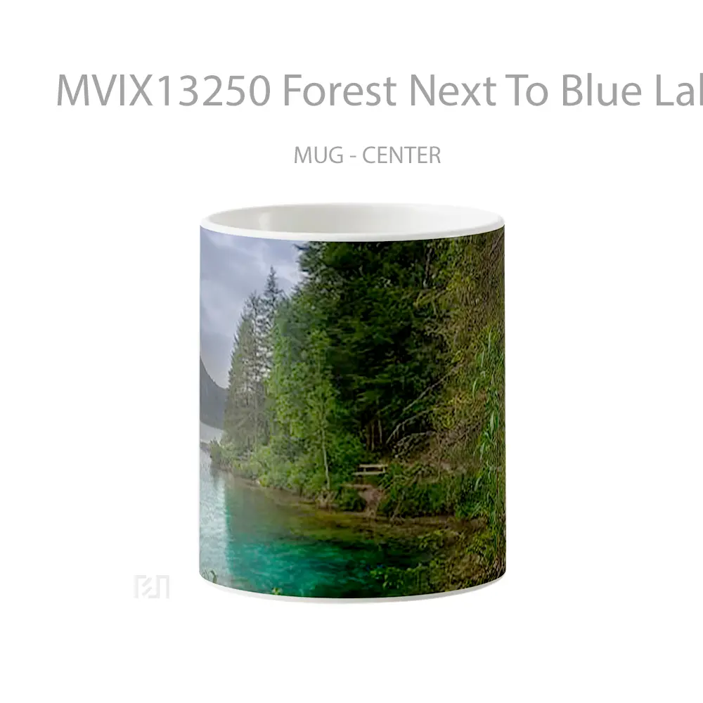 Mug Forest Next To Blue Lake Gelas Pemandangan Alam