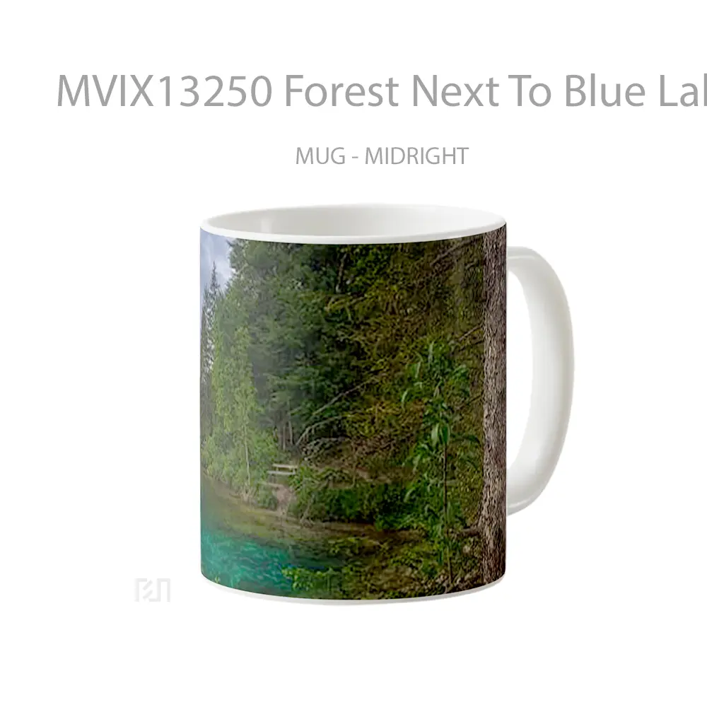 Mug Forest Next To Blue Lake Gelas Pemandangan Alam - All-side / Desain
