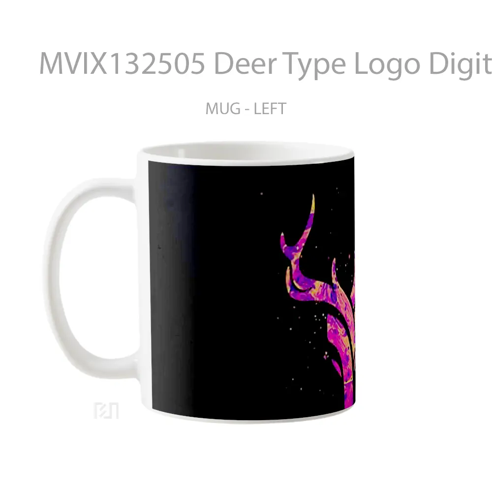 Mug Deer Type Logo Digital Art Gelas Hewan Lucu - All-side / Desain
