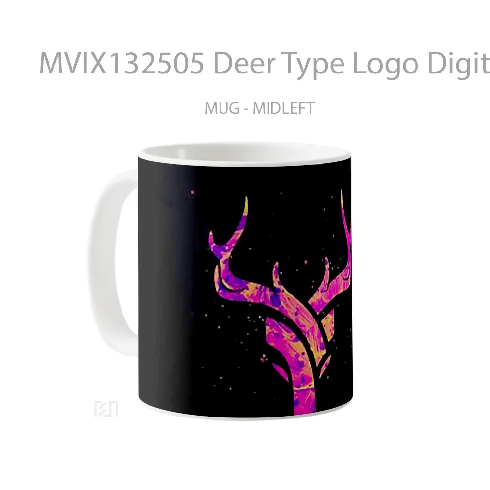 Mug Deer Type Logo Digital Art Gelas Hewan Lucu - All-side / Desain