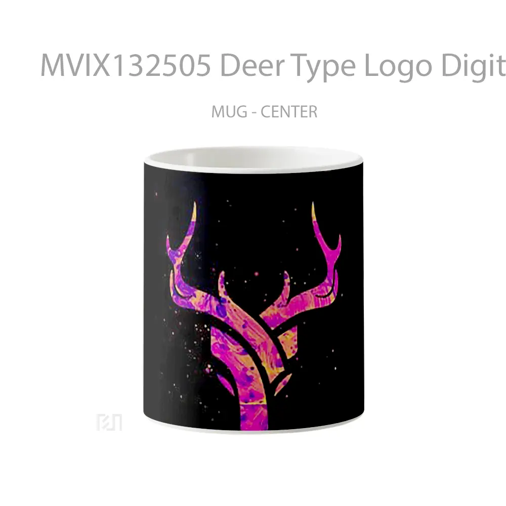 Mug Deer Type Logo Digital Art Gelas Hewan Lucu