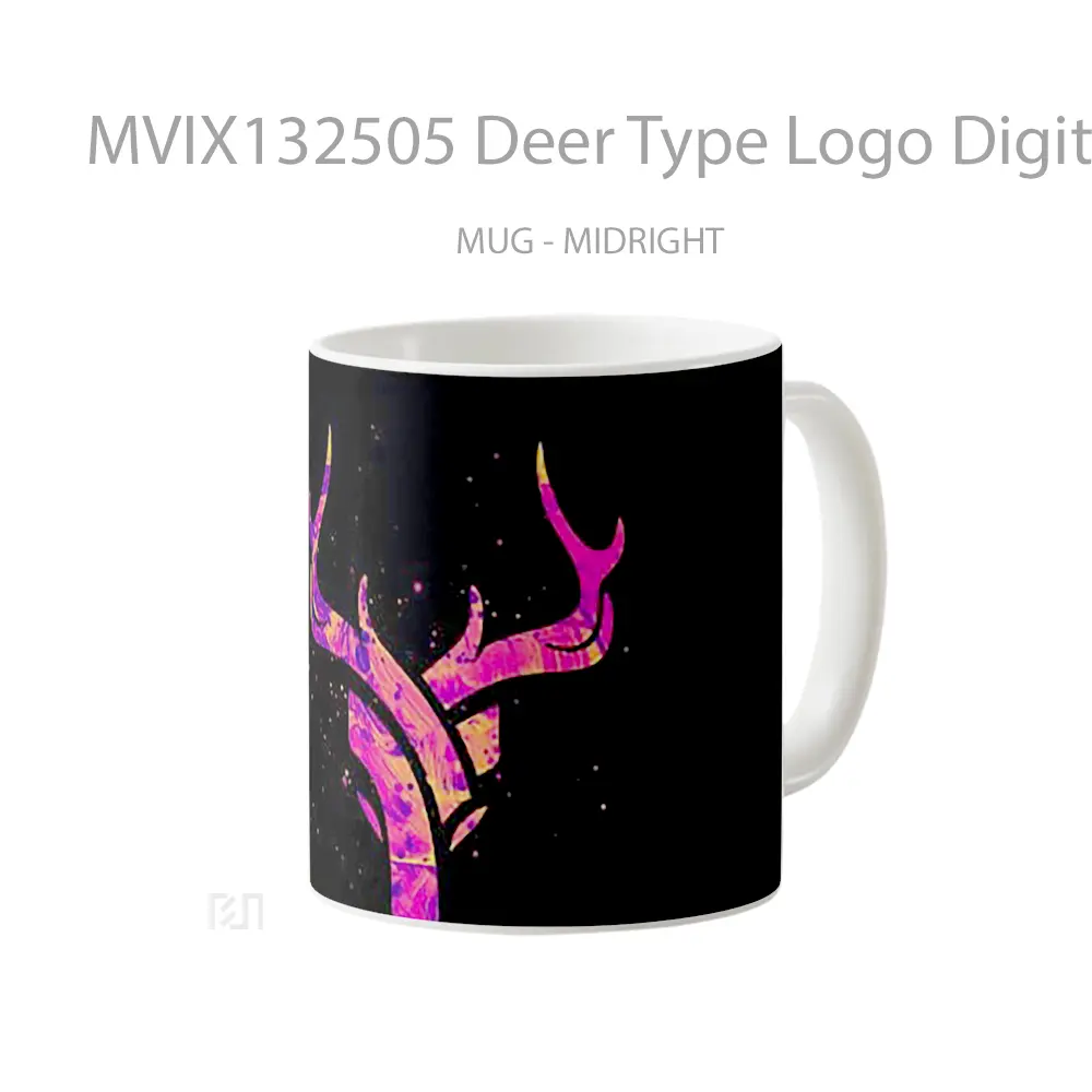 Mug Deer Type Logo Digital Art Gelas Hewan Lucu - All-side / Desain
