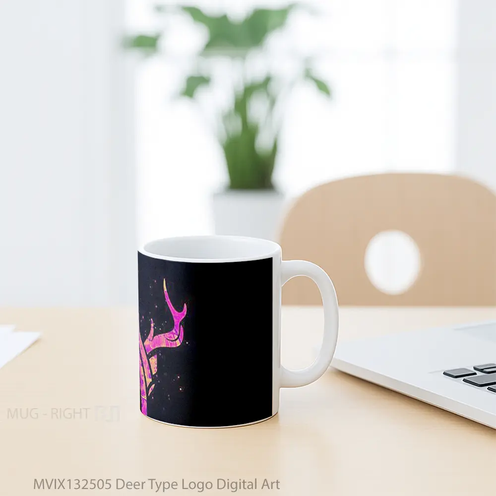 Mug Deer Type Logo Digital Art Gelas Hewan Lucu - All-side / Desain