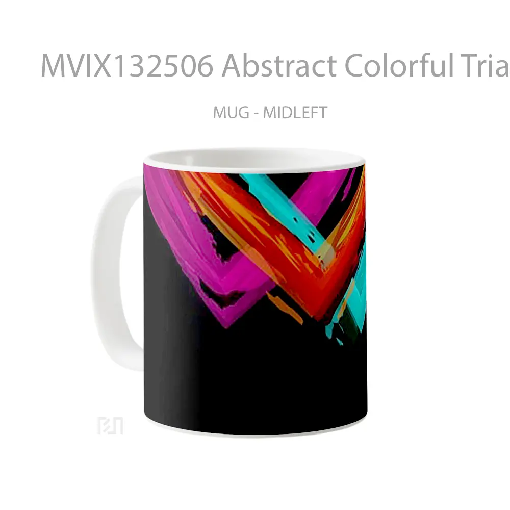 Mug Abstract Colorful Triangles Gelas Seni Modern - All-side / Desain