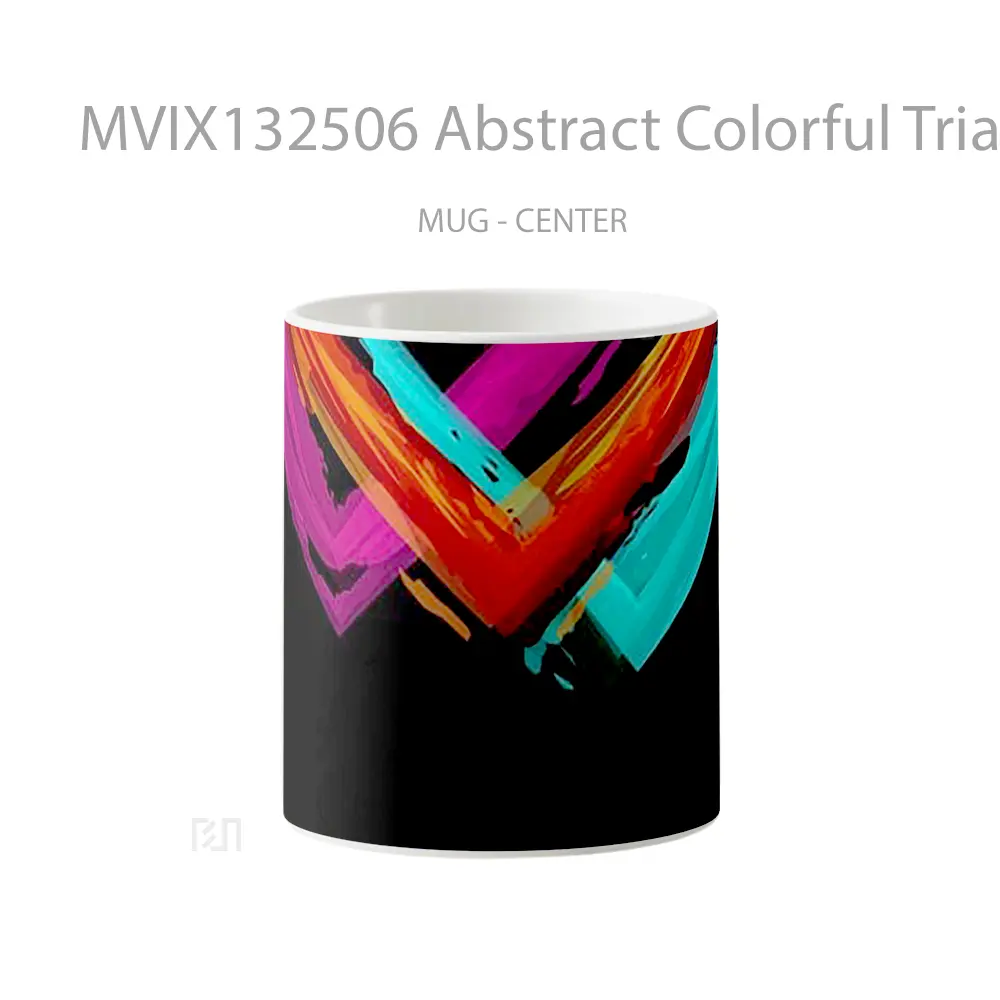 Mug Abstract Colorful Triangles Gelas Seni Modern
