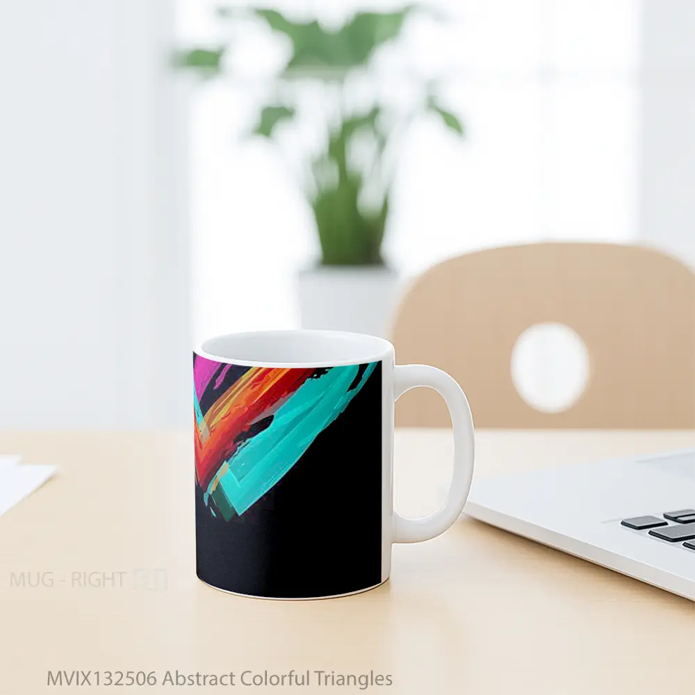Mug Abstract Colorful Triangles Gelas Seni Modern - All-side / Desain