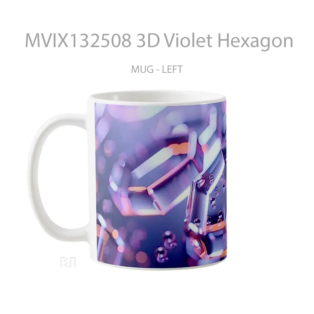 Mug 3D Violet Hexagon Gelas Keramik Unik - All-side / Desain