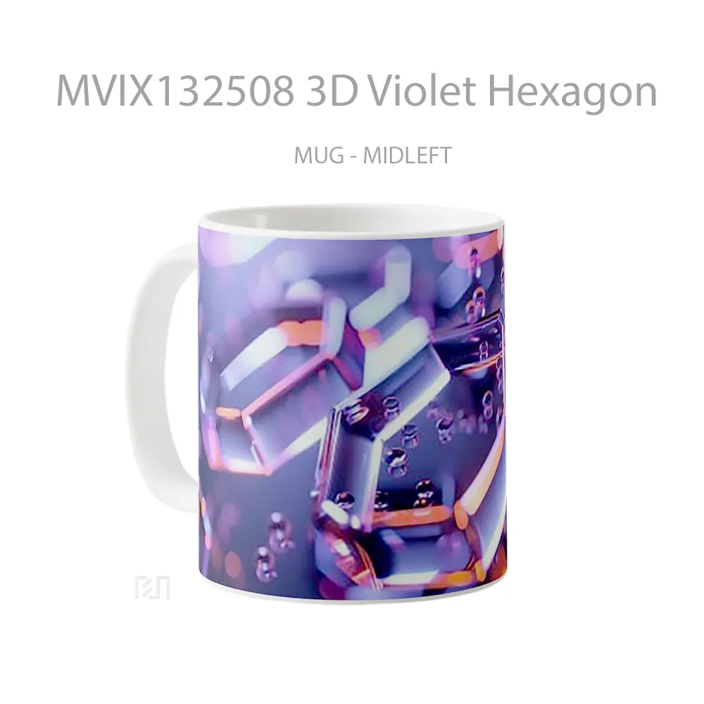 Mug 3D Violet Hexagon Gelas Keramik Unik - All-side / Desain