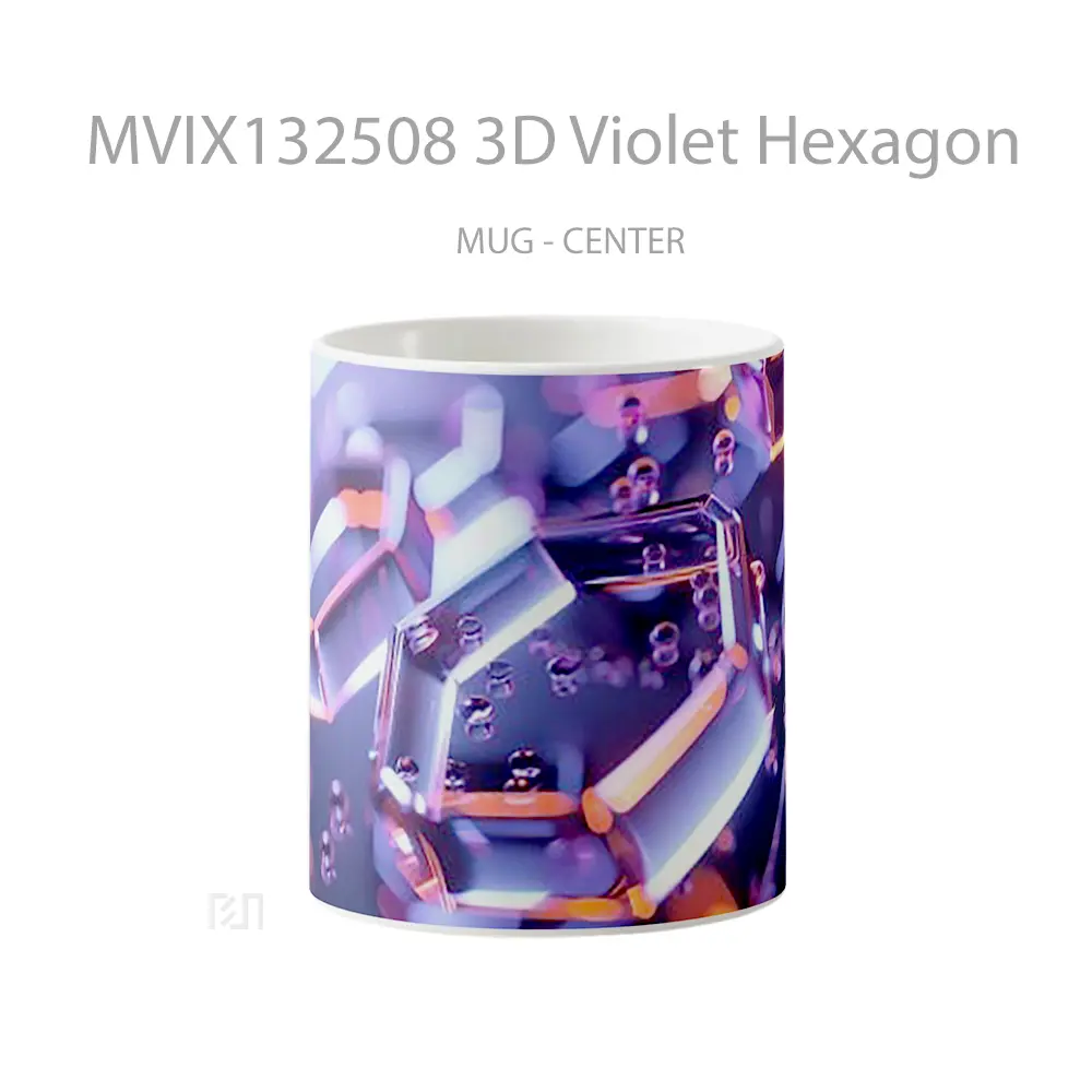 Mug 3D Violet Hexagon Gelas Keramik Unik