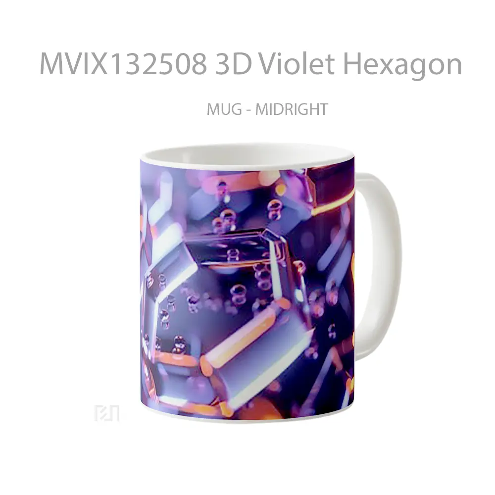 Mug 3D Violet Hexagon Gelas Keramik Unik - All-side / Desain