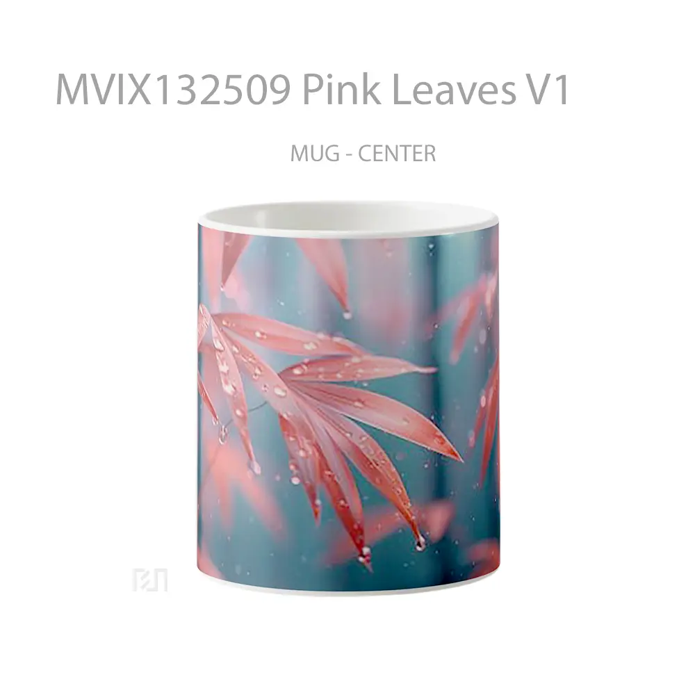 Mug Pink Leaves V1 Gelas Keramik Unik