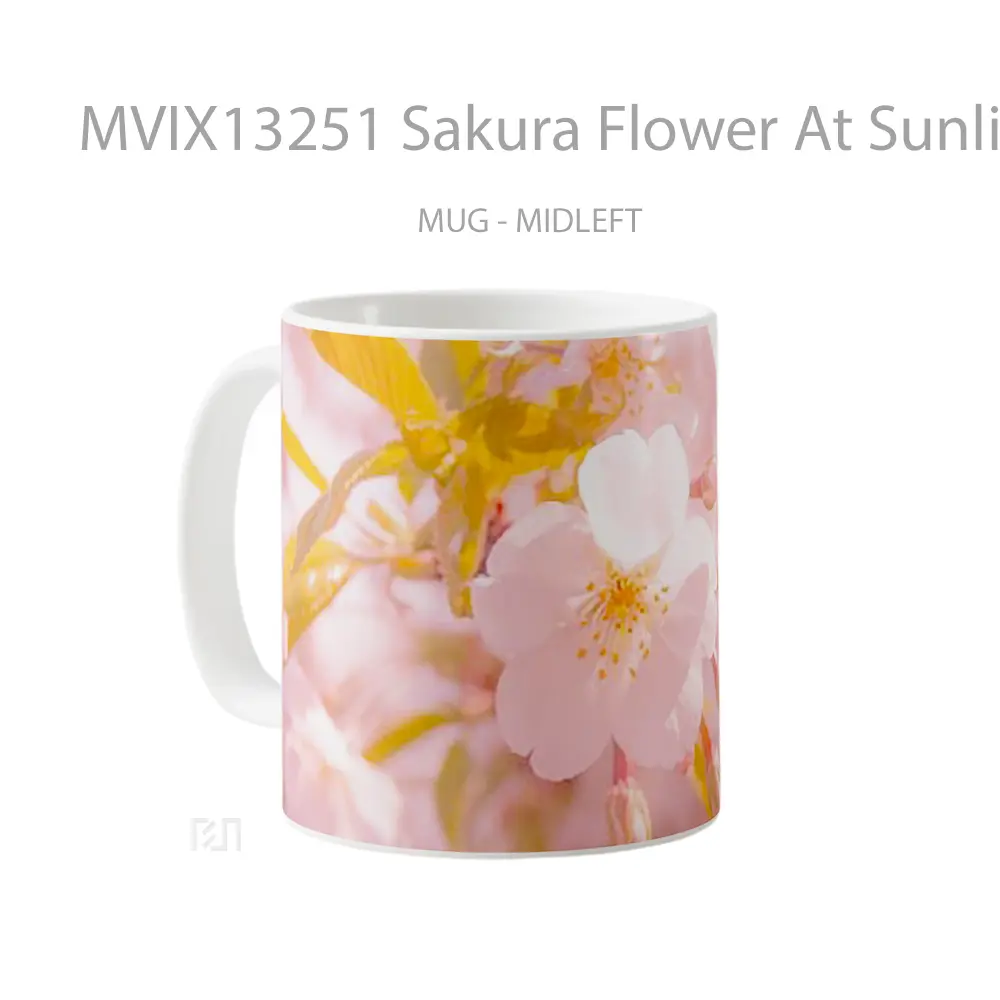 Mug Sakura Flower At Sunlight Gelas Pemandangan Alam - All-side / Desain