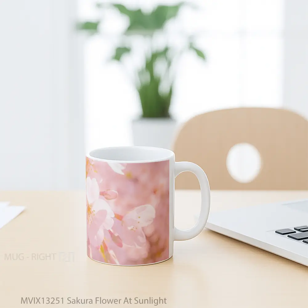 Mug Sakura Flower At Sunlight Gelas Pemandangan Alam - All-side / Desain